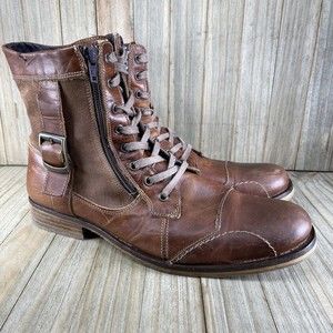 Steve Madden Men's Size 11 Sidecar2 Portugal Handcrafted Brown Leather Boots